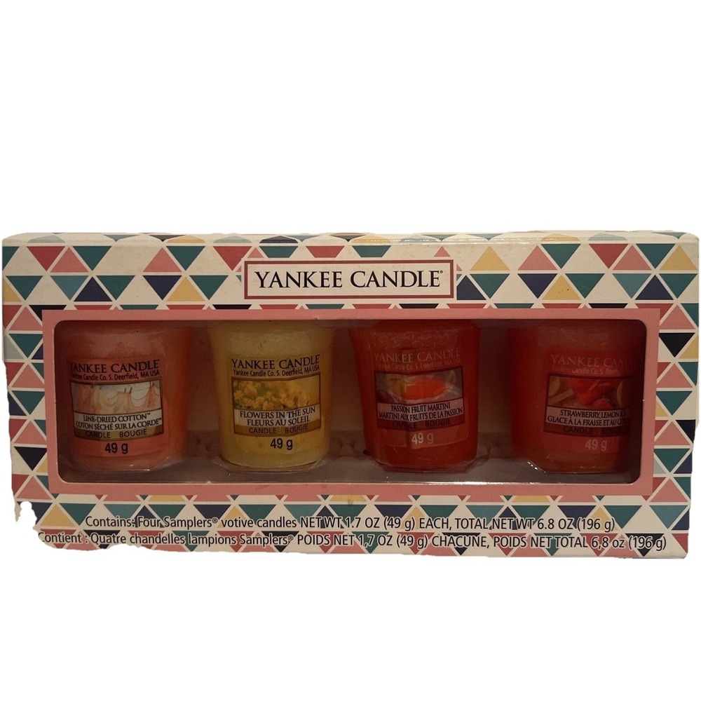 Vtg New Yankee Candle Votive Sampler Summer Spring Fruit Floral 4 - 1.7 Oz each